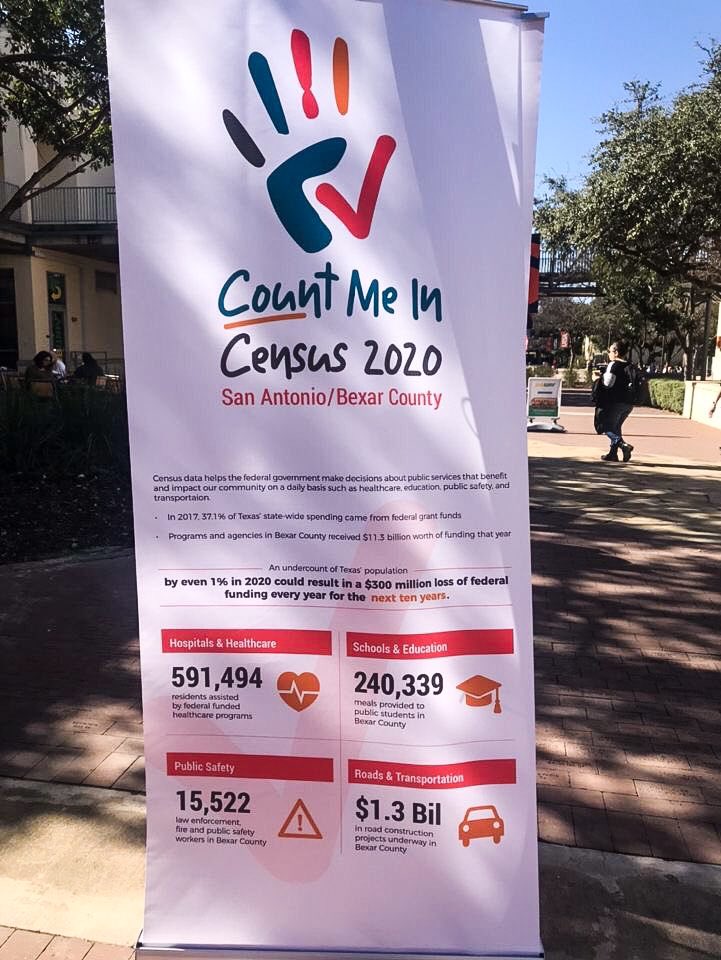 UTSA's tweet photo. There’s still time to stop by the Paseo for our 2020 Census Kick Off! Not sure what the Census is or why you need to participate? Come by and learn! And don’t forget to grab a free churro 😉🤙🏼 #UTSA #CountMeIn https://t.co/7uiH5dW894