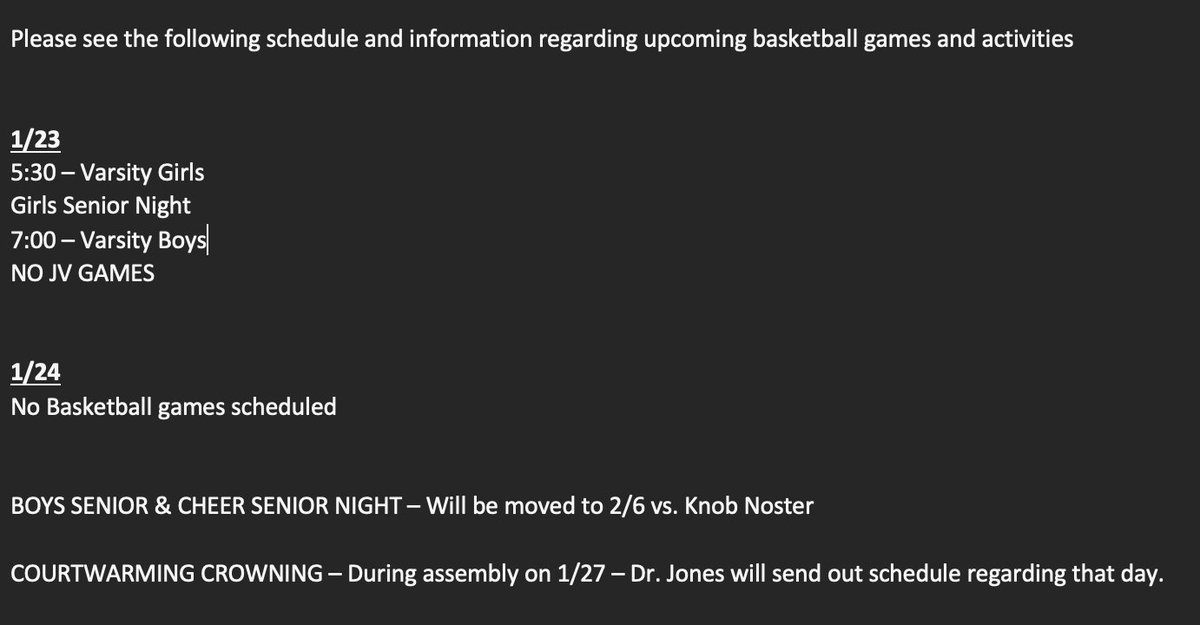 Important information regarding basketball