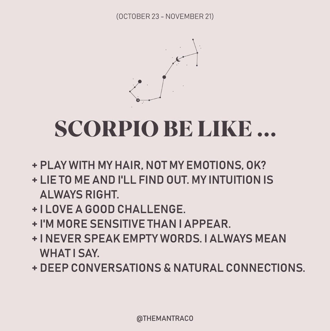 themantraco's tweet photo. RT if you’re a #Scorpio ✨
#scorpiomeme #Scorpios #scorpiofacts https://t.co/zvNMUYHzVg