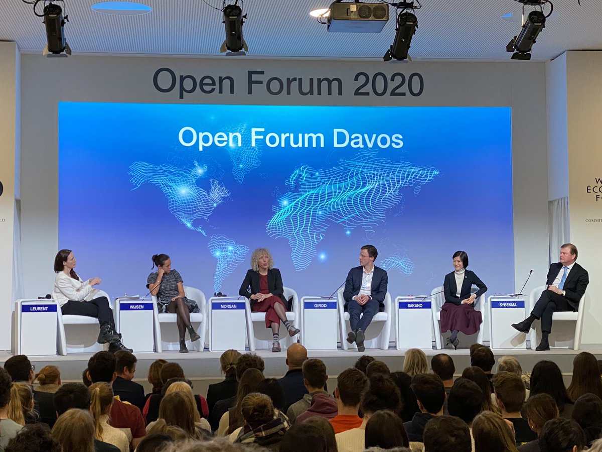 EvaSDwyer's tweet photo. #WEF20 open forum panel on sustainability and plastic use. Fascinating ideas, questions, and stories. So many different minds in one room makes for an amazing atmosphere within the forum. https://t.co/pxCpGVYXoY