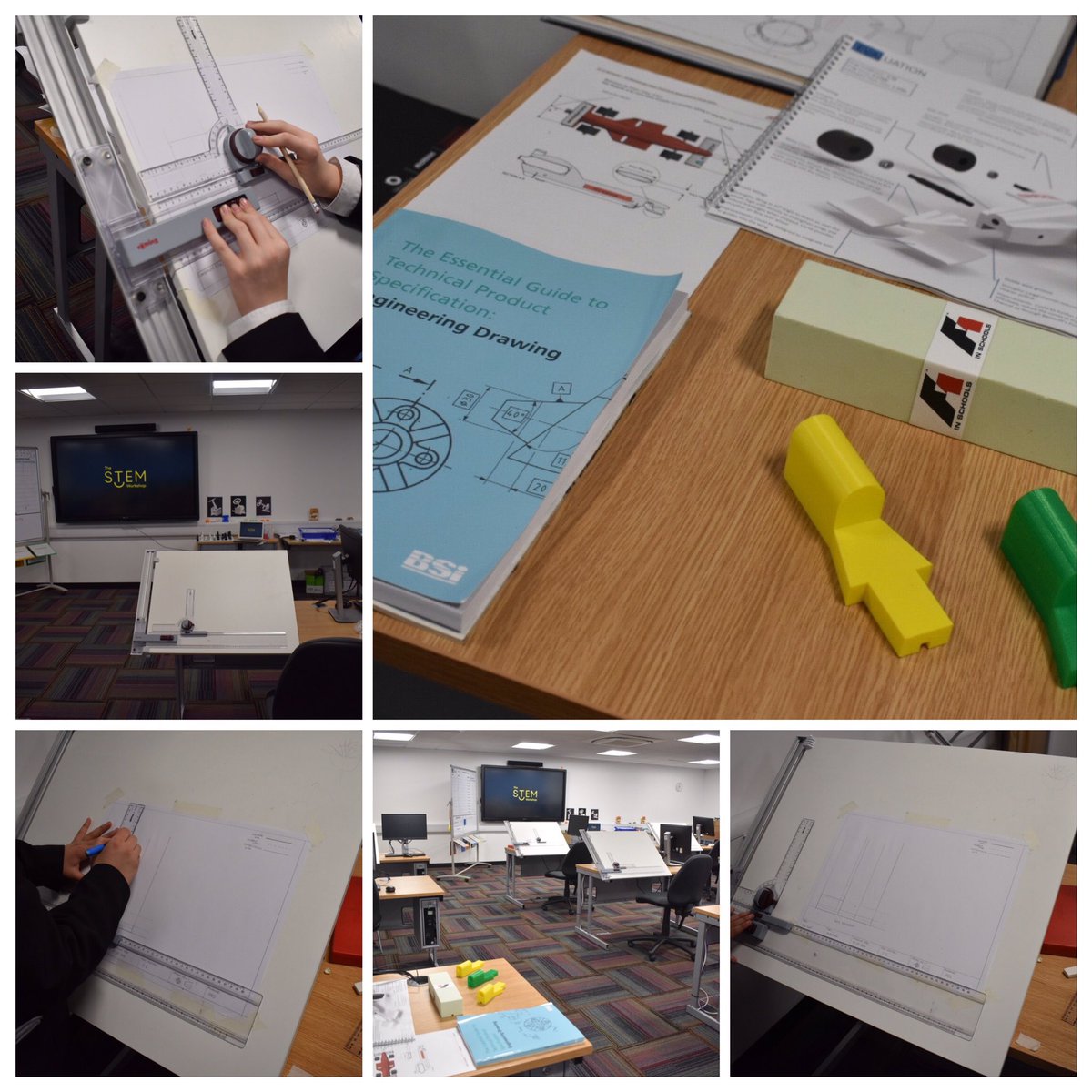theSTEMworkshop's tweet photo. Another fantastic afternoon @MakeUK_ delivering their Pre Apprenticeship Programme for students from @ErdingtonAcad great programme offered in collaboration with @JLR_News #Engineering #Drawingconventions #OrthographicProjection https://t.co/hnbx6ftSNh