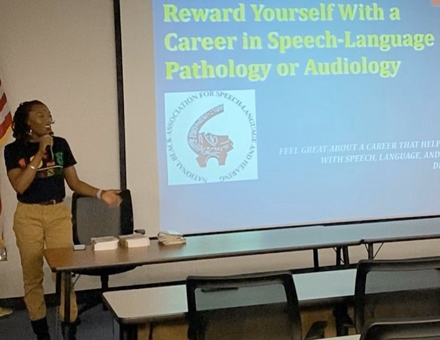 Ss from both <a href="/DavisHS_AISD/">General Benjamin O. Davis, Jr. Senior High School</a> &amp; Davis 9th received great info. from U of H Prof. Kia Johnson, Ph.D, CCC-SLP and Aldine Speech Language Pathologist, Ms Brittani Hightower as they spoke on career opportunities in 🗣Speech-Language Pathology or Audiology. <a href="/hightower_333/">Anita Hightower</a>  <a href="/AldineISD/">Aldine ISD</a>