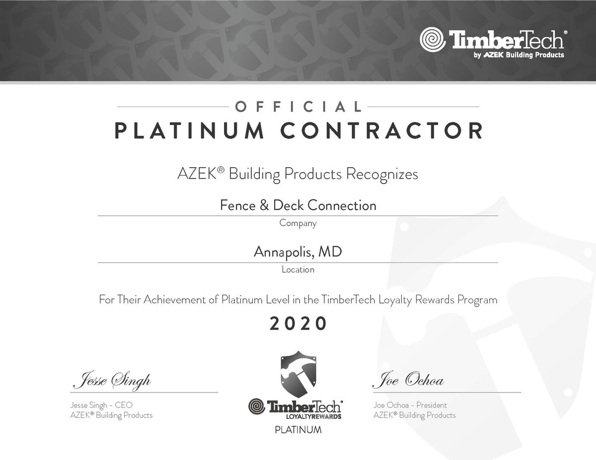 We are proud to be a TimberTech Platinum Contractor. We are recognized by TimberTech as a part of this prestigious program because we exceed expectations with our craftsmanship and customer service. #TimberTechDecking #TimberTechPlatinumContractor