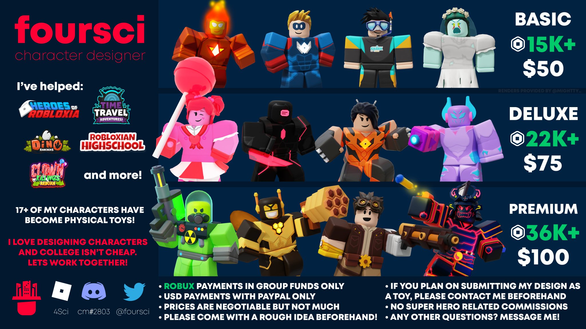 Foursci On Twitter 2020 Commissions Open School Is Super Busy This Year So I M Going To Open 10 Slots For Character Designs Please Dm Me On Here If You Re Interested - 4sci roblox toy