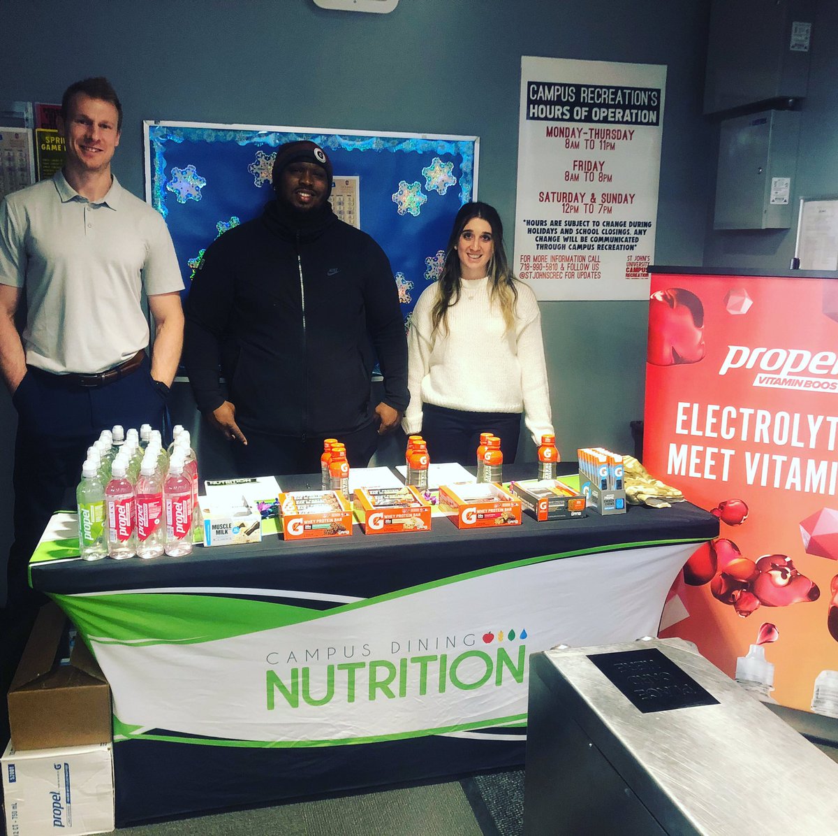 Stop by the Fitness Center until 3pm to meet our Campus Dietician Adam Ross and get your FREE Gatorade goodies! Protein bars, energy chews, drinks and more!