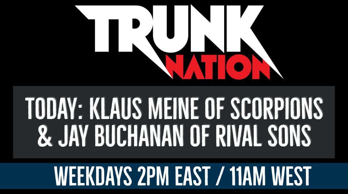 #TrunkNation live once again today from LA 2-4P ET @siriusxmvolume 106 with guests Klaus @scorpions and in studio @jaybuchanan_ @rivalsons . You can also listen with the @SIRIUSXM app.