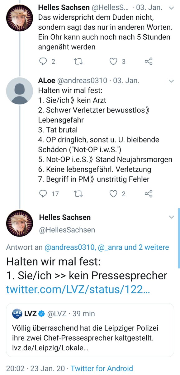 Loepki antwortete mir in einer Debatte zu Silvester mit einer Aufzählung, beginnend mit sie ich kein Arzt. Und ich antworte ihm jetzt auch mit erstens wie ich kein Pressesprecher