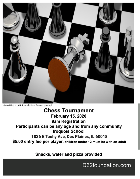 62schools's tweet photo. The @62Foundation will host a chess tournament February 15 @iroquois_school. The event is open to the community. Details here: https://t.co/XABfDFXmNT https://t.co/GsdmdYgEDl