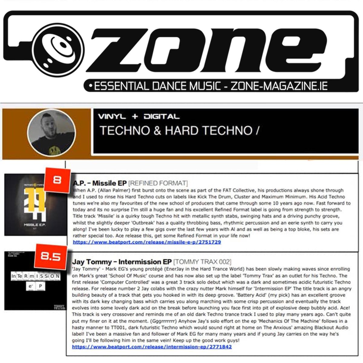 jaytommymusic's tweet photo. HUGE thanks to Mark Neenan at Zone Magazine for the AWESOME review!💣🔥🖤 #technobomb
‘Battery Acid has an excellent groove with its dark key changing bass which carries you along marching with some crisp percussion and eventually the track evolves into some lovely dark acid!’ https://t.co/IxSw2V5lJK