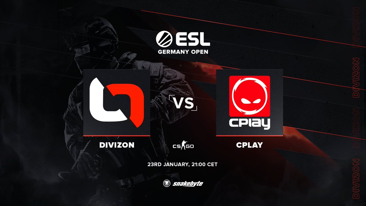 DIVIZONgg's tweet photo. #ESLGermanyOpen
#DIVIZON 🆚 @CPLAYgg 
🕘 21.00 CET

📺 STREAM: https://t.co/vzYk8JH0sa

#goDIVIZON https://t.co/K7u9JZUyzg