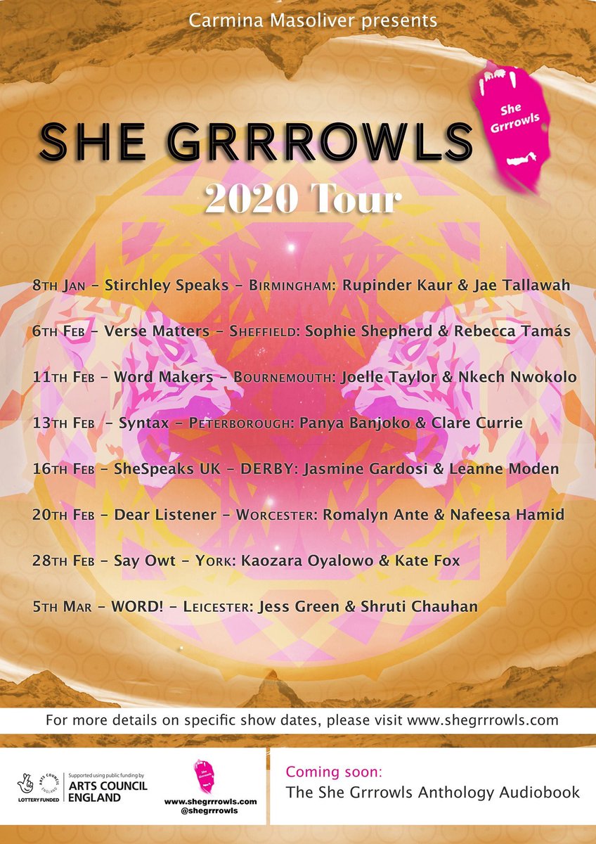 I love <a href="/shegrrrowls/">shegrrrowls</a> AND <a href="/SheSpeaksUK/">She Speaks</a> &amp; I can't wait to be part of their joint event in #Derby later this month! I'll be performing with the INCREDIBLE <a href="/JasmineGardosi/">Jasmine Gardosi</a> too - what's not to like? Join us at the Lord Nelson pub from 7:30pm on Sunday 16th Feb. shegrrrowls.com/she-grrrowls-2…
