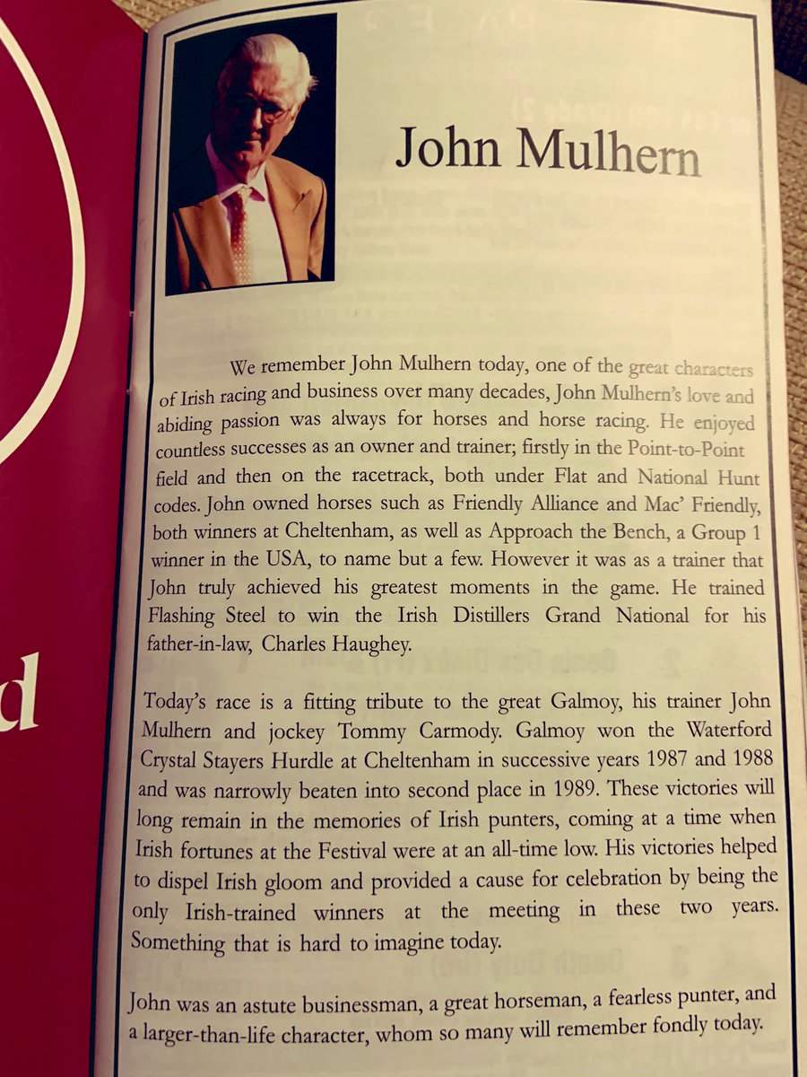 vmconnolly's tweet photo. Lovely day @GowranPark1 for #thyestesday (even with the fog!) especially remembering one of my favourite people - John Mulhern with the Galmoy Hurdle ❓❔#bestcolours https://t.co/eMrgqSTMUB