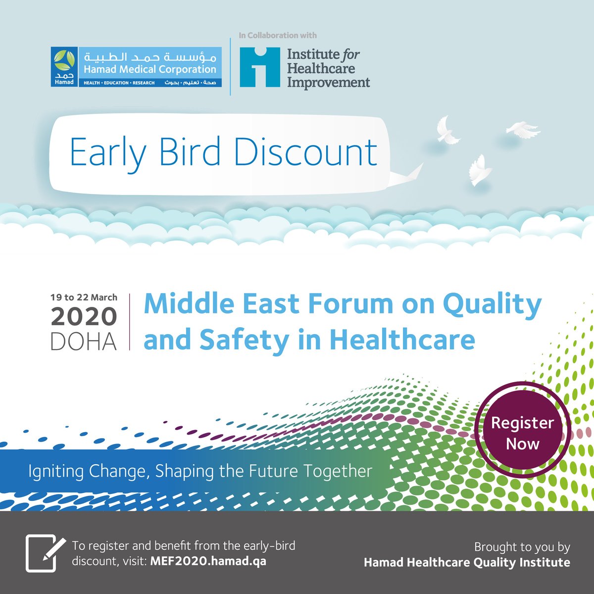 TheIHI's tweet photo. Our #Doha conference with @HMC_Qatar features exceptional speakers like @MaureenBis and @PorathC. Learn more: https://t.co/YvCwHDa0g6 #Quality #PtSafety #MEF2020 https://t.co/Wpl8pwah20