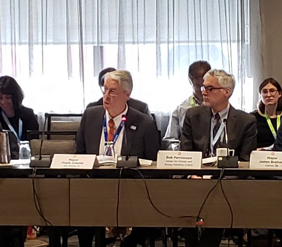 Mayor Cownie addressing Climate Change Crisis Forum during US Conference of Mayors Winter Meeting today in Washington, DC.