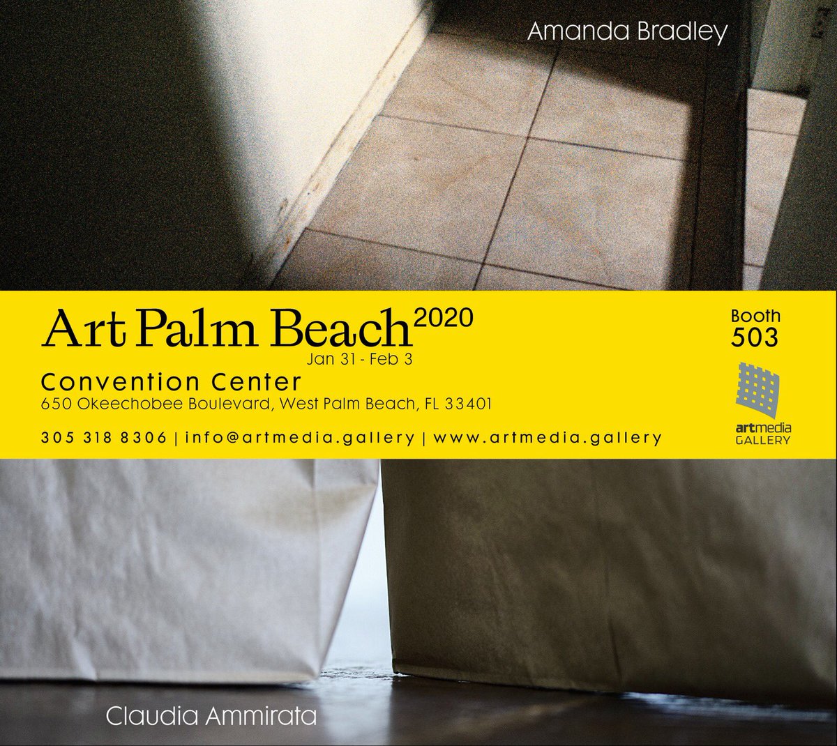 artmedia_studio's tweet photo. ArtMedia Studio | Gallery is getting ready for Art Palm Beach Art Palm Beach 2020 Art Fair

FIX ME photography and video by Claudia Ammirata and 
Further than Memory, Intimate Distances by  Amanda Bradley

https://t.co/Xw7OyCklXx
#GadyAlroy #ClaudiaAmmirata #AmandaBradley https://t.co/O34RfVHGDR