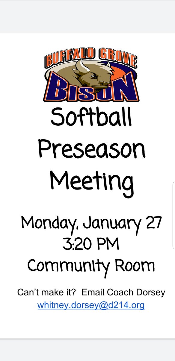 CoachDorsey10's tweet photo. Spread the Word! Softball Preseason Meeting Monday, January 27th at 3:20 in the Community Room! https://t.co/DjJvQ7k1Qt