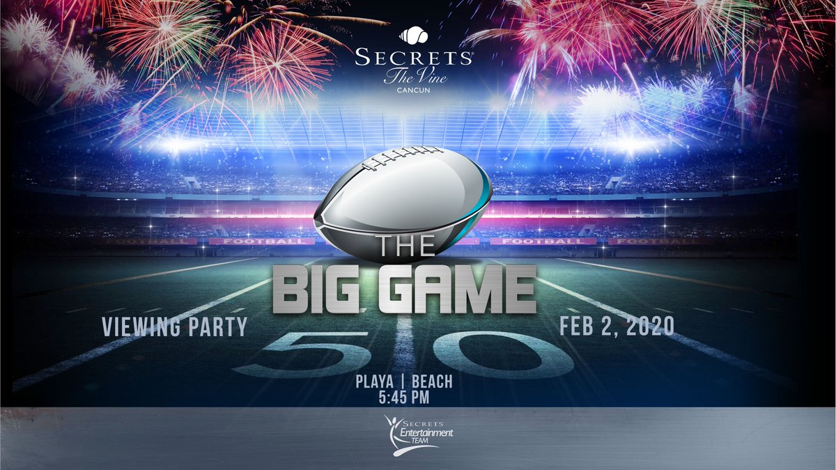 We are ready for the #kickoff! Don't miss our viewing party of the #BigGame at the beach today starting 5:45 p.m. Look for the details of the event on secretstevine.info