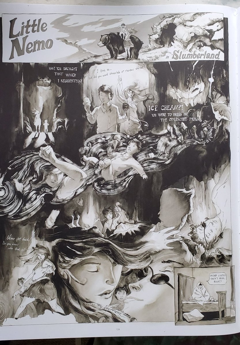 grimwilkins's tweet image. TBT my contribution to the gigantic Nemo: Dream Another Dream book, published by @LocustMoon 

The digital file is on an old computer, so I took pictures from the book itself. The book is bigger than any table in my house