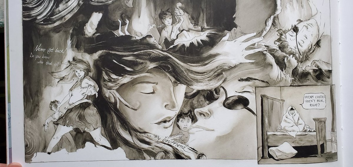 grimwilkins's tweet image. TBT my contribution to the gigantic Nemo: Dream Another Dream book, published by @LocustMoon 

The digital file is on an old computer, so I took pictures from the book itself. The book is bigger than any table in my house