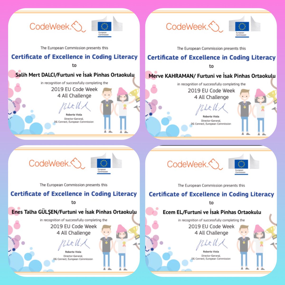 pinhasokulu's tweet image. Okulumuz Matematik Öğretmeni Esen ERDAYI’nın,6/D sınıfı ile yürüttüğü, Meslekleri Tanıyorum Geleceğimi Planlıyorum eTwinning Projesi’nde Kodlama #codeweek2019 etkinliklerine mükemmellik sertifikası geldi. #codeweek2019 @ersanulusan @hete61 @nafriaslan @CorluMem @Tekirdag_Mem