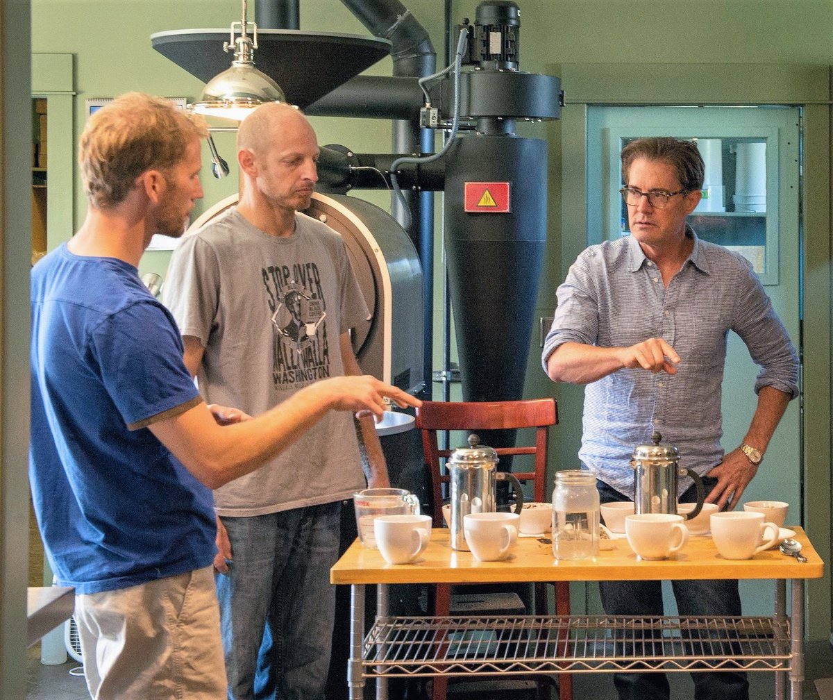 TBT! <a href="/Kyle_MacLachlan/">Kyle MacLachlan</a>, friend, customer and collaborator since 2006 is seen here honing the cupping skills that brought us our beloved Pursued by Bear Melange. Haven't tried it yourself? Check out this amazing review left by a new customer and Kyle X fan!
#damnfinecoffee #tbt