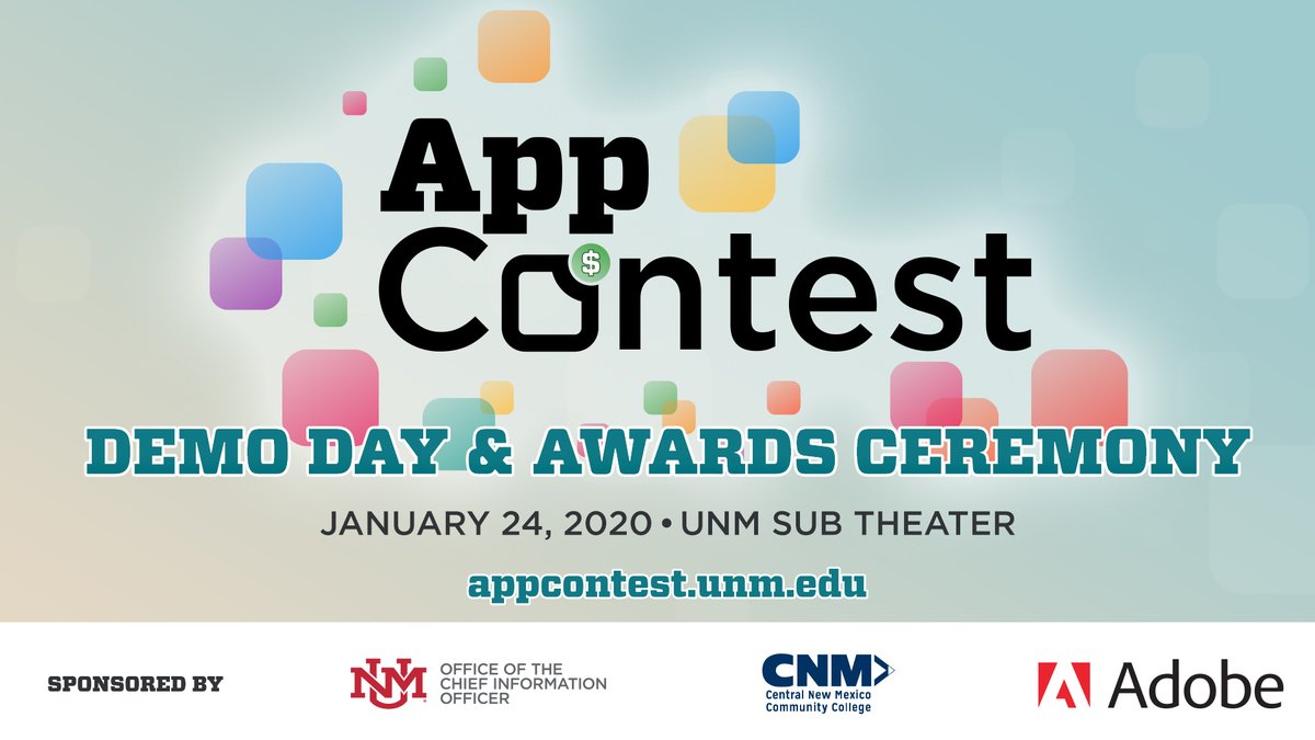 UNM's tweet photo. A Lobo might have created your new favorite app. Check out the demos starting at 1 p.m. and the awards starting at 3:30 p.m. on Friday, 1.24.20. in the SUB Theater. 🤳 #DefineUNM https://t.co/n4aKahHQNv