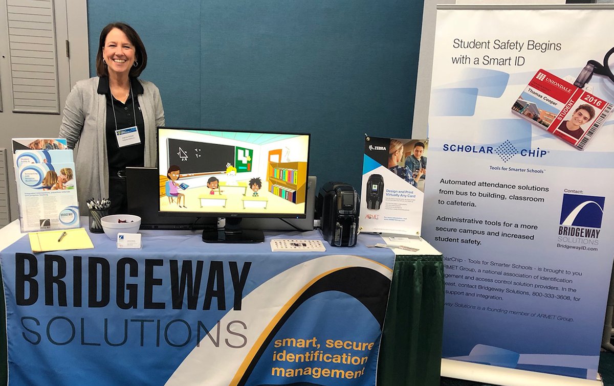 bridgewayid's tweet photo. Stop by and say hello to Joanna at the Palmetto State School Counselors Association Conference in Myrtle Beach #PSSCA. Joanna is showcasing ScholarChip's #ABE Alternate Behavior Educator and the ZC350 plastic card printer from Zebra. https://t.co/sZtoOTTyEo https://t.co/aZJJNekMe0