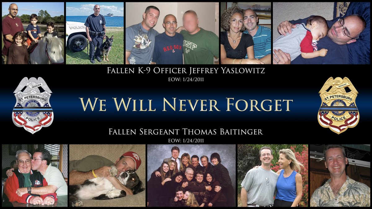 Picture collage of fallen officers being happy with their loved ones