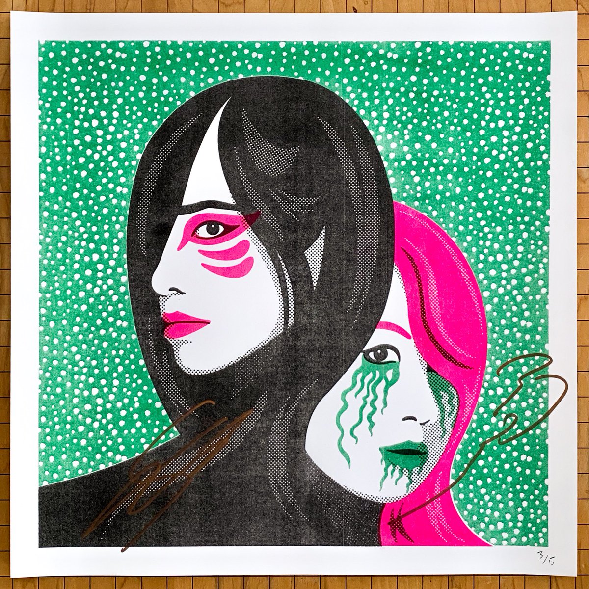 QuietVessel's tweet photo. @WWEAsuka +@KairiSaneWWE The #kabukiwarriors signed these #risograph prints for me over the weekend at the @SuperstarWalk #mindblown https://t.co/C897ZZvVwl