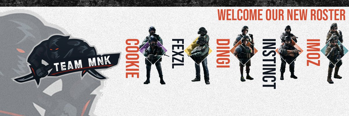 TeamMnK_'s tweet photo. Our new roster featuring @cookie_r6 @Instinct_MnK @kuba_daczko @jussfex @imoooooooooz !! https://t.co/MYmDWPXslx