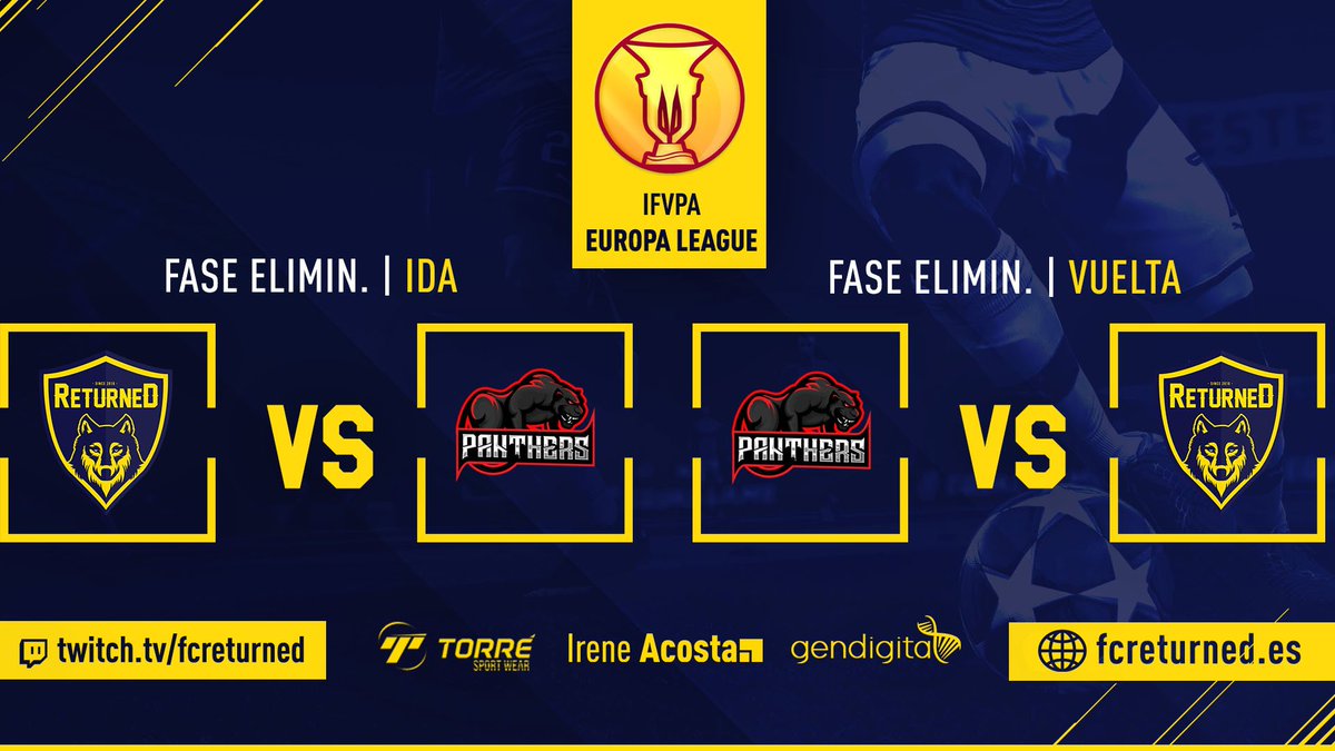 FC_Returned's tweet image. #FIFA20 #Matchday ⚽️
¡Buenas noches!

Terminamos la semana con la ronda 3 de la fase eliminatoria de #EuropaLeague. Jugamos doble partido contra @Panthers_eSp.
Tendréis nuestro streaming para seguirlo 💛

🗓  23/01   
⏰  23:10 - 23:40
📺  twitch.tv/fcreturned

#WeReturned 🐺
