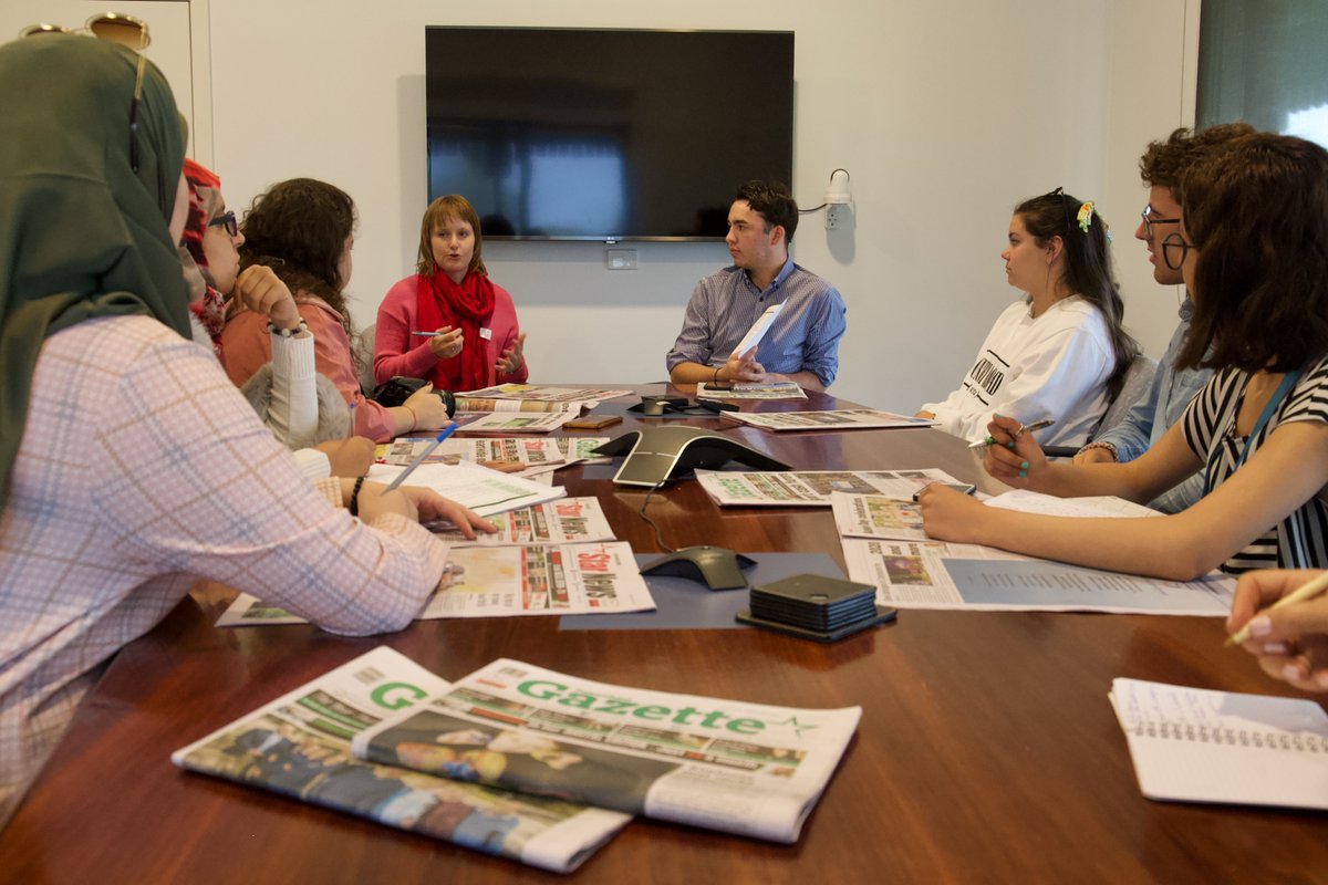 globaljx's tweet photo. One of our #OzinMorocco18 delegates, Mitch Clarke, is now a reporter for @PakenhamGazette and we couldn’t not take our #MoroccoinOz20 @AustArabCouncil delegates to see him at work. Mitch and his colleagues gave the delegates an in-depth overview of Star News Group’s operation. https://t.co/2gY5zKFU7b