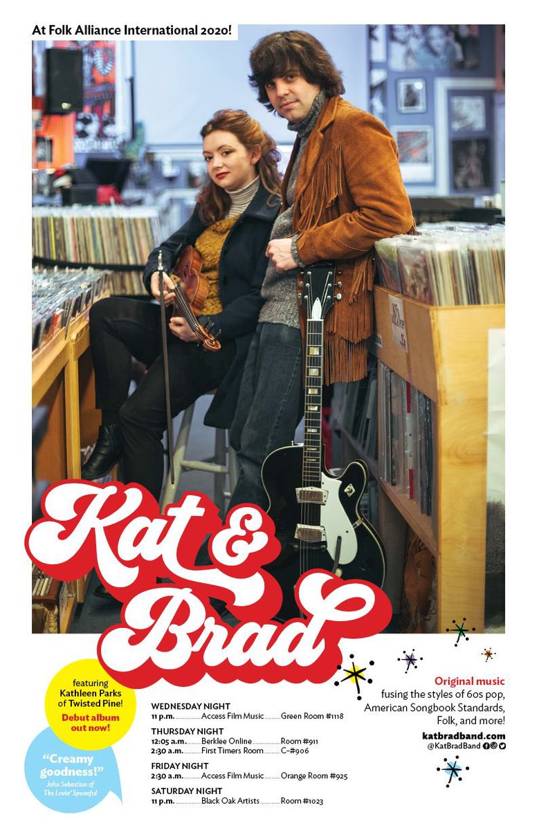 Our poster is up in the #ExhibitHall - if you like it, give us a vote! Voting takes place tomorrow from 12-4. Happy #FolkAlliance 😊🎻✨🪕🥳 <a href="/folkalliance/">Folk Alliance</a> Artwork by <a href="/acousticool/">Enzo Chang</a> aka Paul Wallen