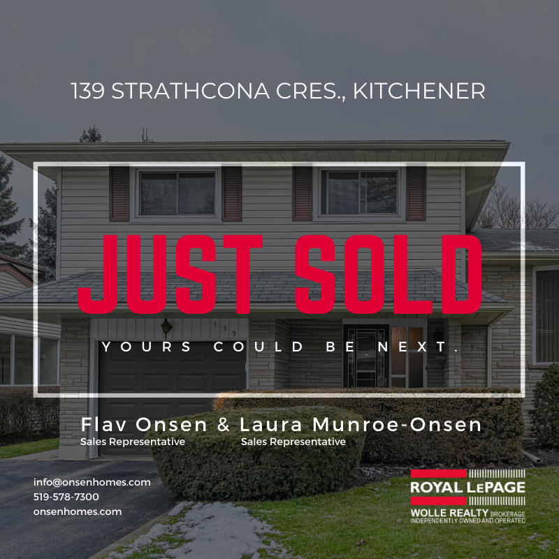 TheOnsenTeam's tweet photo. #SOLD! 139 Strathcona Cres. in #Kitchener. Yours could be next!
.
.
.
.
#KWRealEstate #RealEstate #WolleRealty #RoyalLePage #HomeBuying #HomeSelling #WaterlooRegion #HelpingYouIsWhatWeDo https://t.co/Ws0HRY2J46