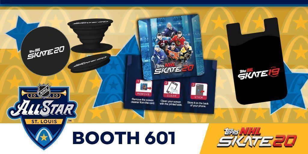 ToppsNHL's tweet photo. #NHLFanFair has officially started! Swing by the #ToppsNHL booth and spin our wheel for a chance at these #Topps mobile goodies! We're right nearby the wonderful S. Preston, aka @PootPoot. https://t.co/hvAKM20wV1