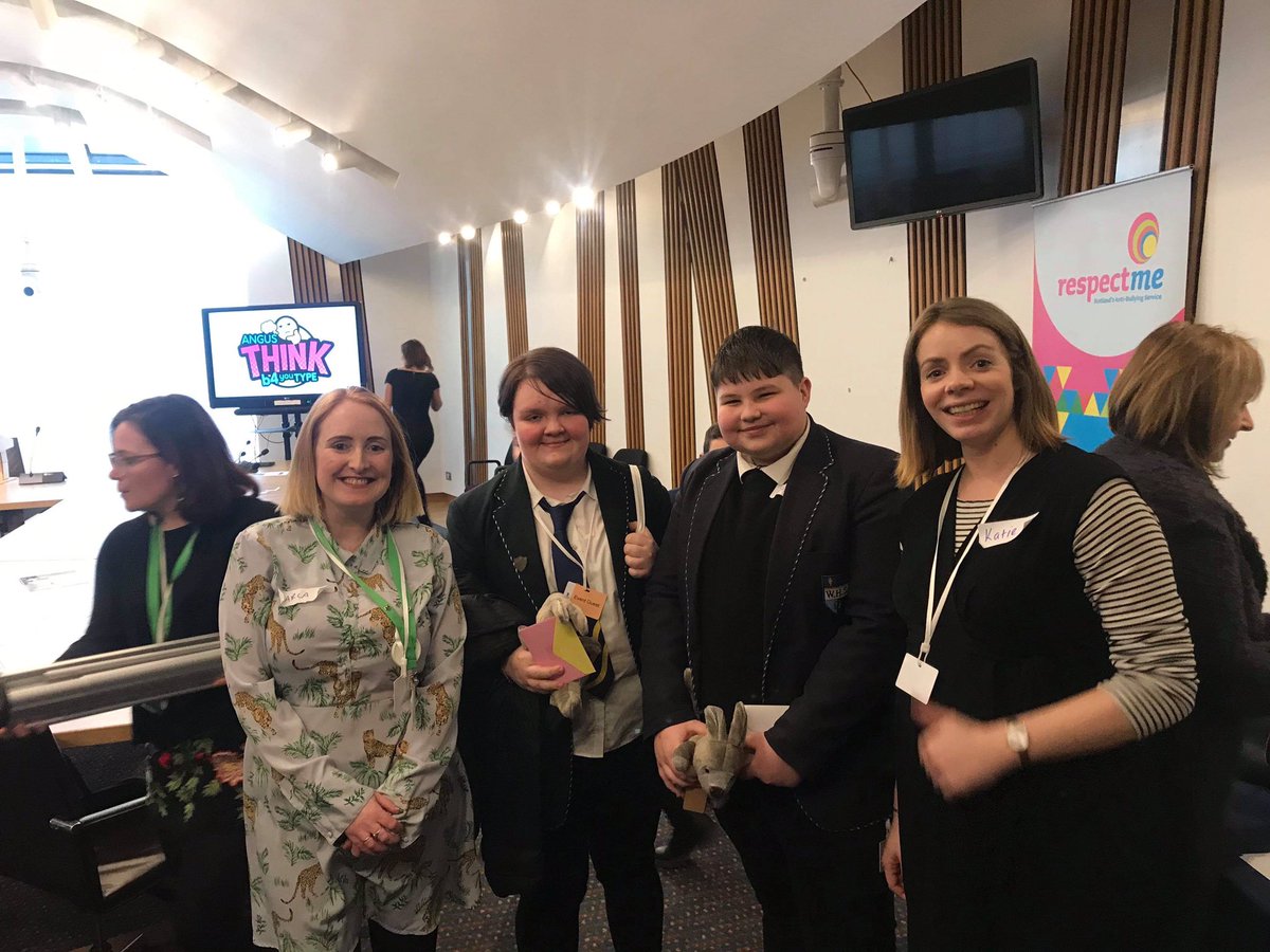 PcsWebsters's tweet photo. @WebstersHigh’s very own Megan and Matthew joined other members of the #thinkAngus advisory group to deliver a presentation to MSPs about the work they having been doing over the past 18 months with @_respectme_ to create the #thinkb4youtype campaign. Well done guys 👍 https://t.co/GrAjGE9Wrz