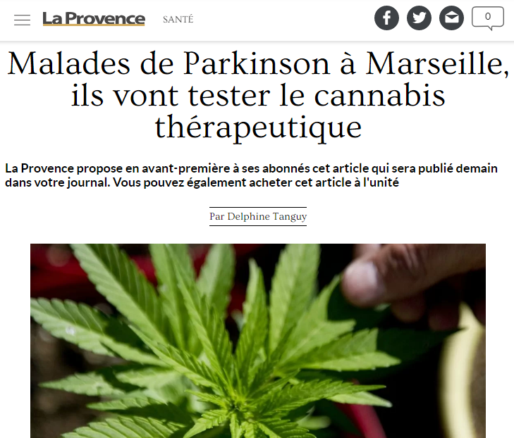 aphm_actu's tweet photo. La prise de #cannabis peut-elle soulager certains symptômes moteurs et non-moteurs de la maladie de #Parkinson ? @LaProvence avec Pr Olivier Blin, chef du service de pharmacologie clinique de la Timone #APHM 🗞️🔐👉 https://t.co/RQGanHR5b9 #DHUNE https://t.co/wMi6PW0zTo