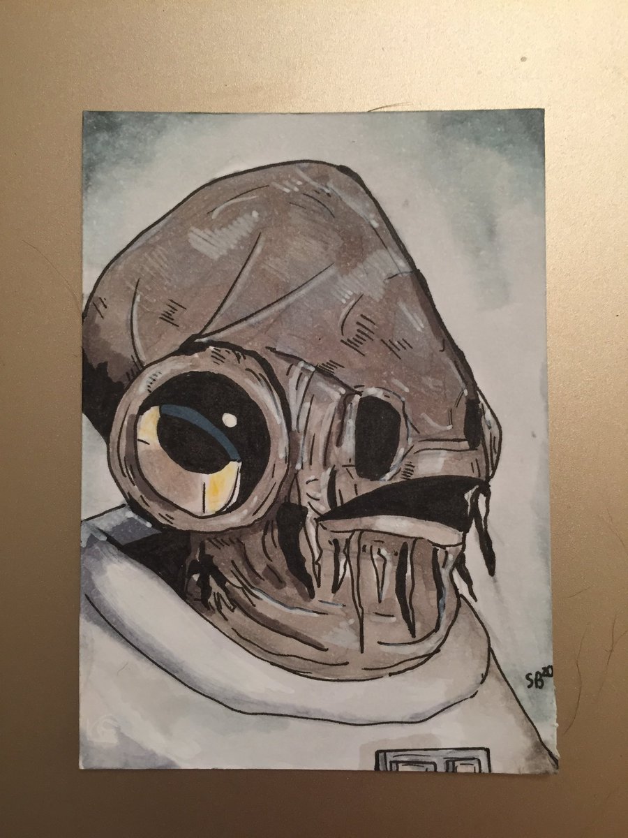 Admiral Ackbar sketch card #StarWars #itsatrap #sketchcard #AdmiralAckbar #MonCalamari #StarWarsTheRiseofSkywalker #returnofthejedi #art #artist #ArtistOnTwitter #artwork #films #illustration #ink #inked #inking #fanart #drawing #sketching #portrait