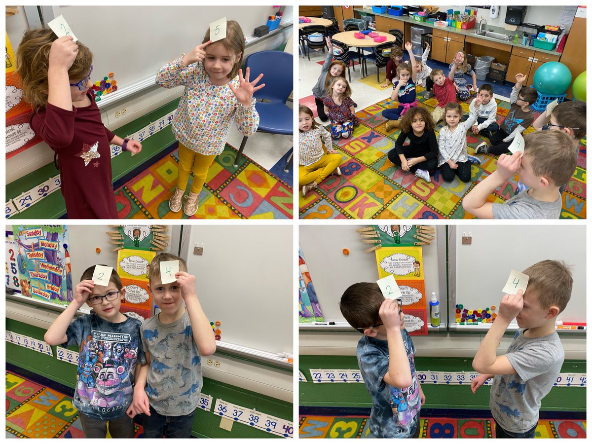 MissETechie's tweet photo. We played headbands with a twist today! Our classmates gave us the sum of our numbers, and we had to find the missing #addend without looking at our sticky note! These math detectives rocked it! https://t.co/XFCQF16kKX