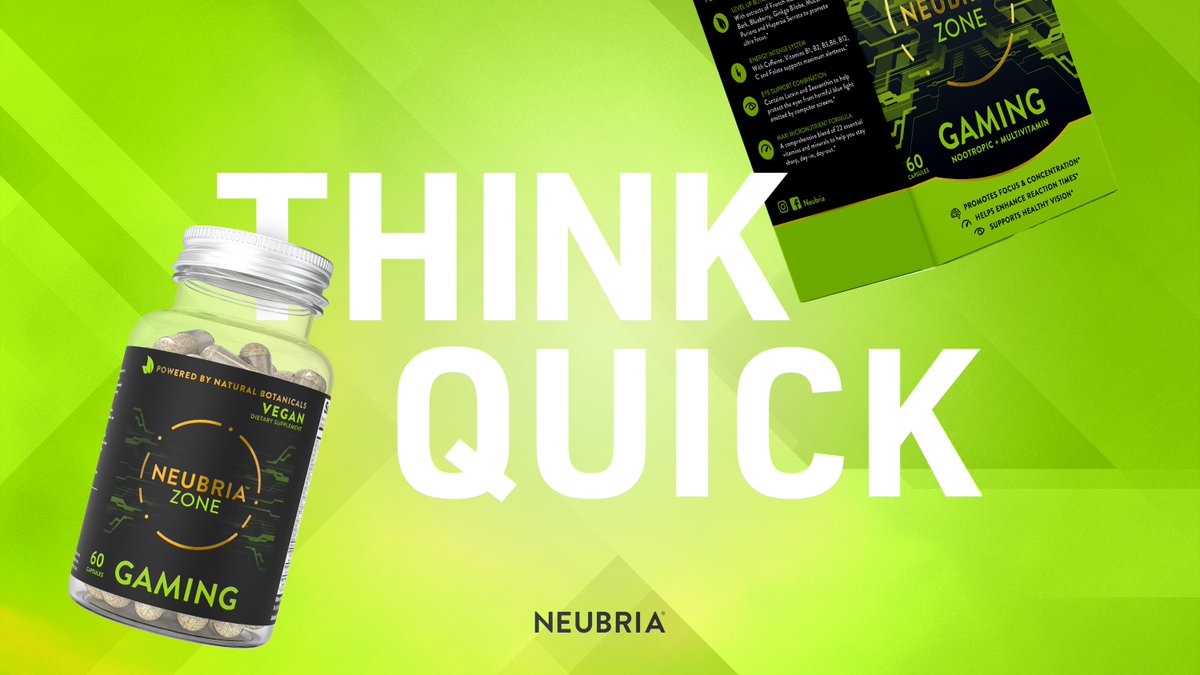 neubriazone's tweet photo. THINK QUICK: Do not miss out on Neubria Zone - the first of its kind Gaming Nootropic &amp; Multivitamin for Peak Health and Performance! Available NOW @GNCLiveWell #feedyourmind https://t.co/G1rqDrZKYl