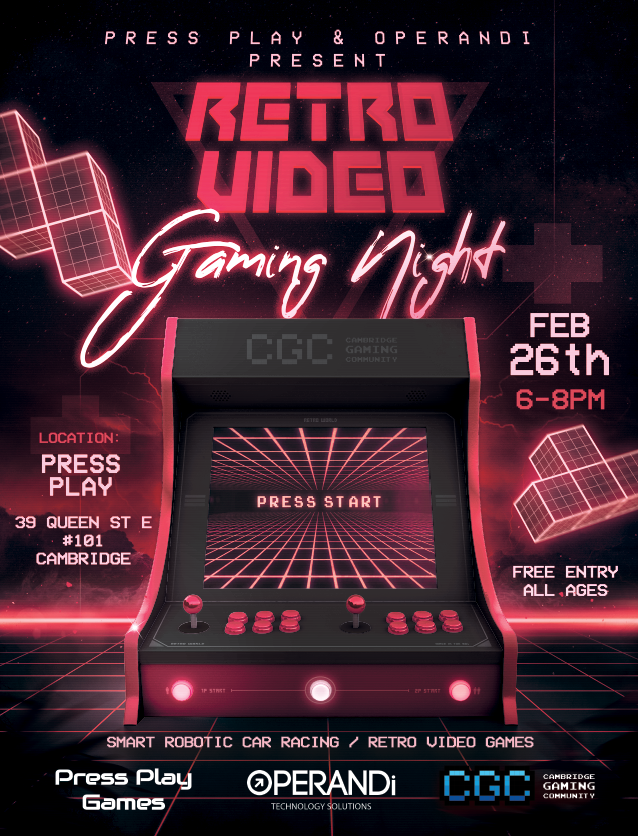 OperandiGaming's tweet photo. We will be hosting the next video gaming night at Press Play! Feb 26th, 6-8pm, FREE event, All ages are welcome! They have a new kitchen, several gaming consoles, board games and more! https://t.co/9H3Ib9DPXx #N64 #Atari #Nintendo #SEGA #cbridge #cbridgeonevents #videogames https://t.co/92UwpPGWD2