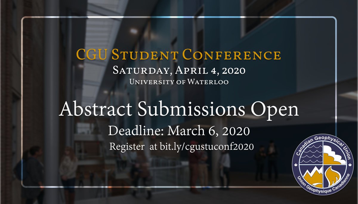 The 2020 CGU Student Conference is now accepting abstract submissions! Researchers from undergrad to early career stages are welcome to apply for poster or oral presentations. Register here: bit.ly/cgustuconf2020  Deadline on March 6th. #CGUstuconf