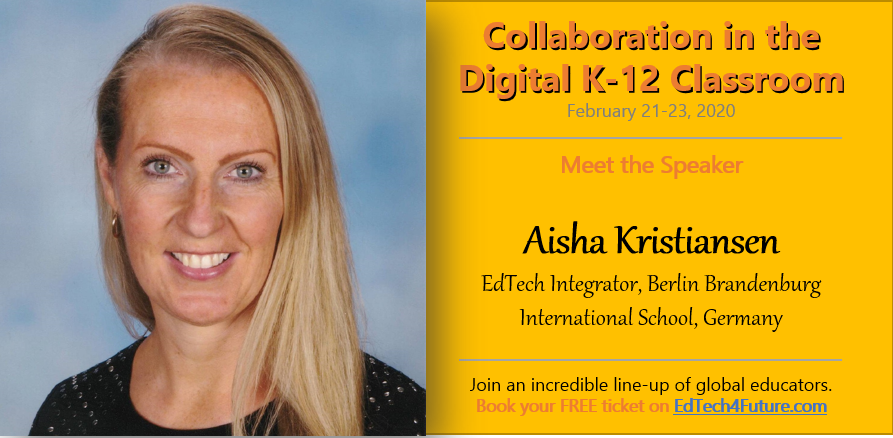 EdTech4Future's tweet photo. Meet Aisha Kristiansen @aishakrist! Presenting “Designing the Future” – Feb. 21-23, 20.
FREE online Summit
FREE CPD certs
Register now https://t.co/SE4OXnMPFj
#CDCS20 #EdTech4Future #edtech #STEM https://t.co/xykxgv5vOi