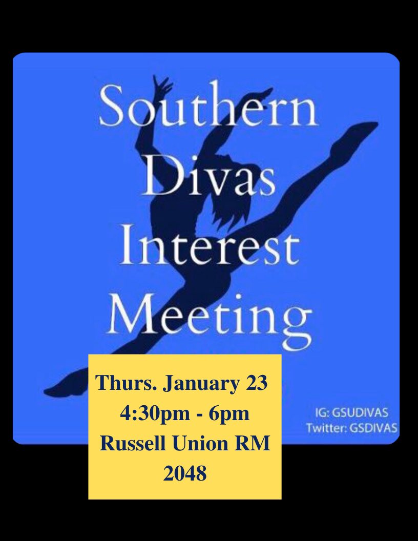 GSDivas's tweet photo. Stop by Room 2048 in the Russell Union. This is our final meeting before tryouts 👌🏾✨ https://t.co/Dm5SBmb5uo
