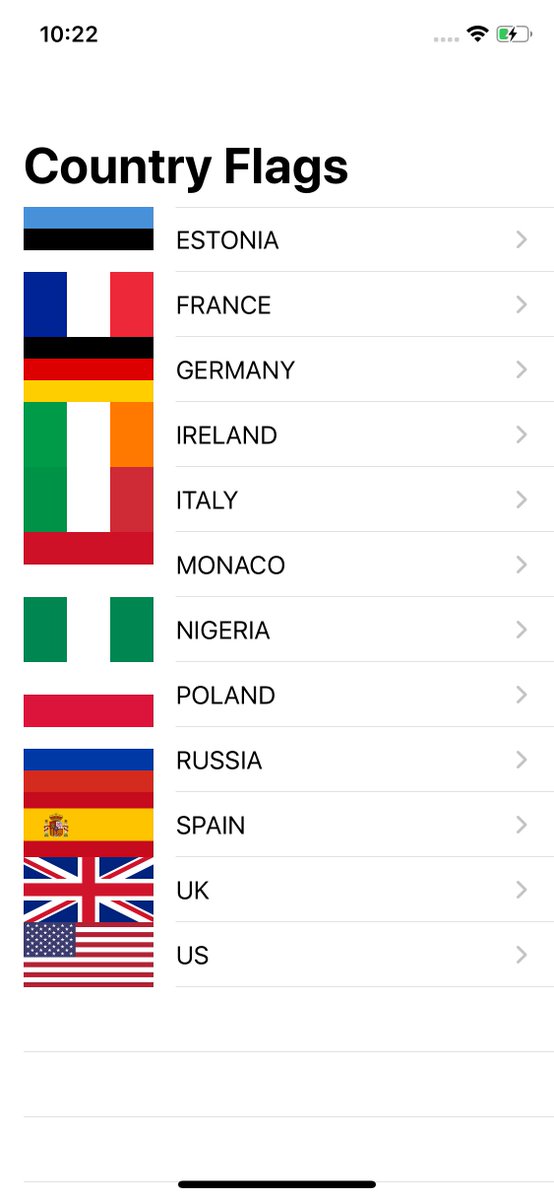  Completed day 23 of  #100DaysOfSwiftToday is the second consolidation day which reviews projects 1-3.Things I would love to improve if I had enough time:- Spacing between flags- Make use of rounded corners and shadows- Display additional data