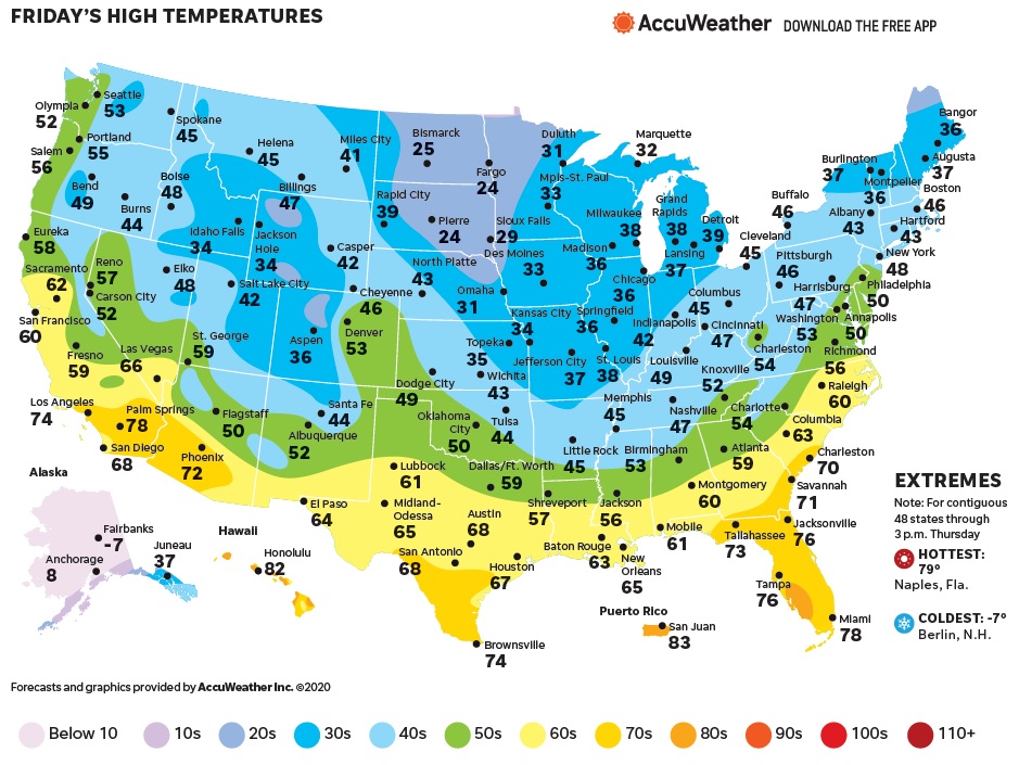 Usa Today Weather On Twitter Today S Forecast High Temperatures
