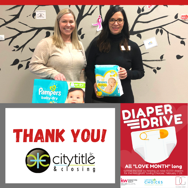 TheDuleyGroup's tweet photo. A huge THANK YOU to our partners at City Title for dropping off donations for our Diaper Drive. Stop by now and the whole month of February to help us collect 10,000 diaper for Loving Choices! https://t.co/4aHEIUEkeC