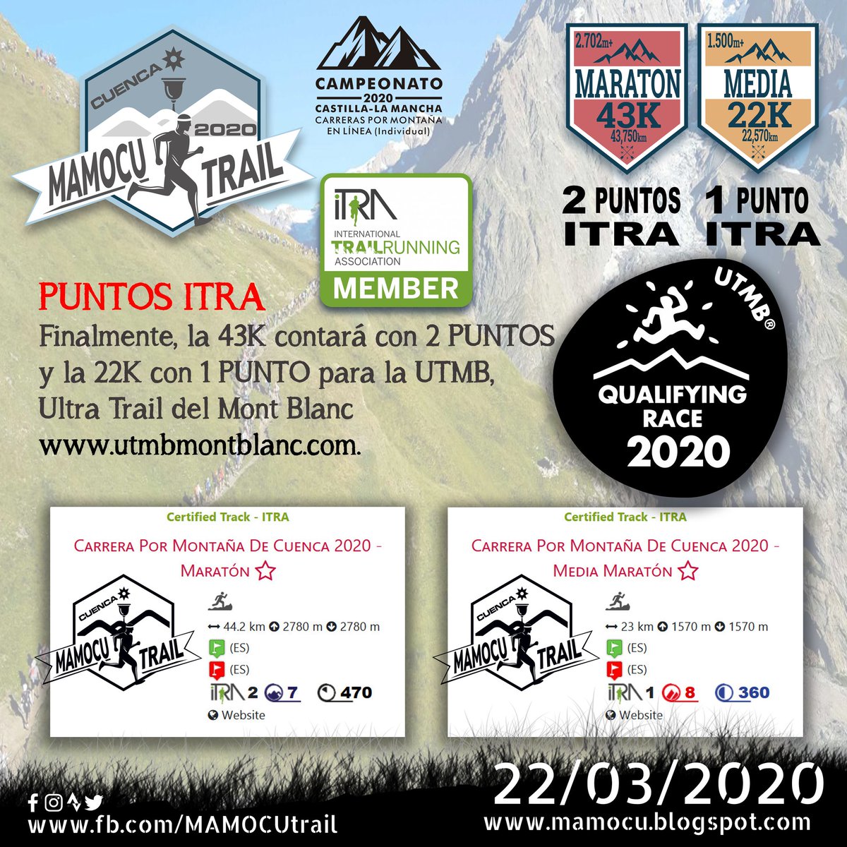 MamocuTrail's tweet photo. Ya tenemos la comunicación oficial de @itra_trail y los puntos que tendrán la 22K y 43K. De esta última quedan 100 dorsales.

#mamocutrail 
#mamocu 
#itrapoints https://t.co/0LrtnBzVGJ