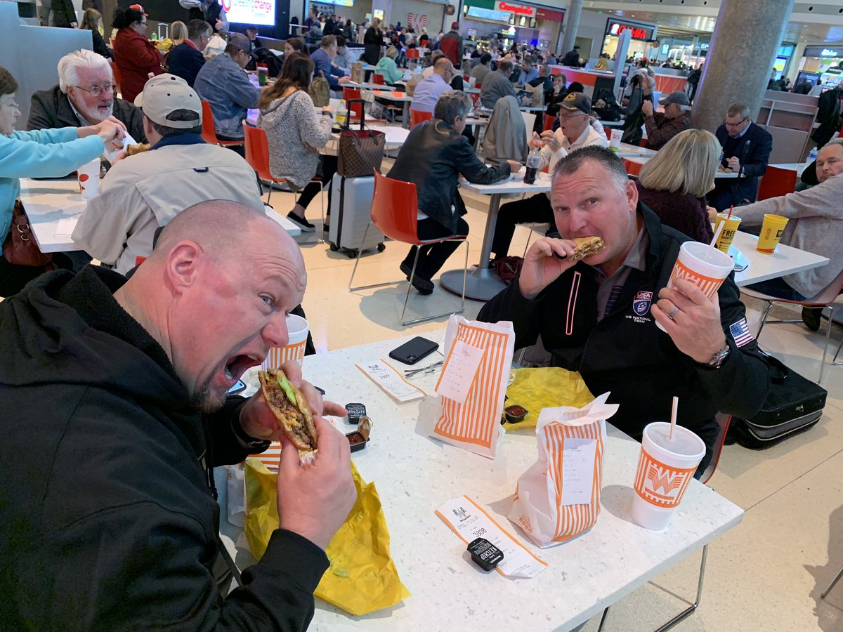 Thier first <a href="/Whataburger/">Whataburger®</a> .... big time life changing moment . <a href="/Coach_Volk/">Coach Volk</a> <a href="/CoachBNixon/">Bryan Nixon</a>