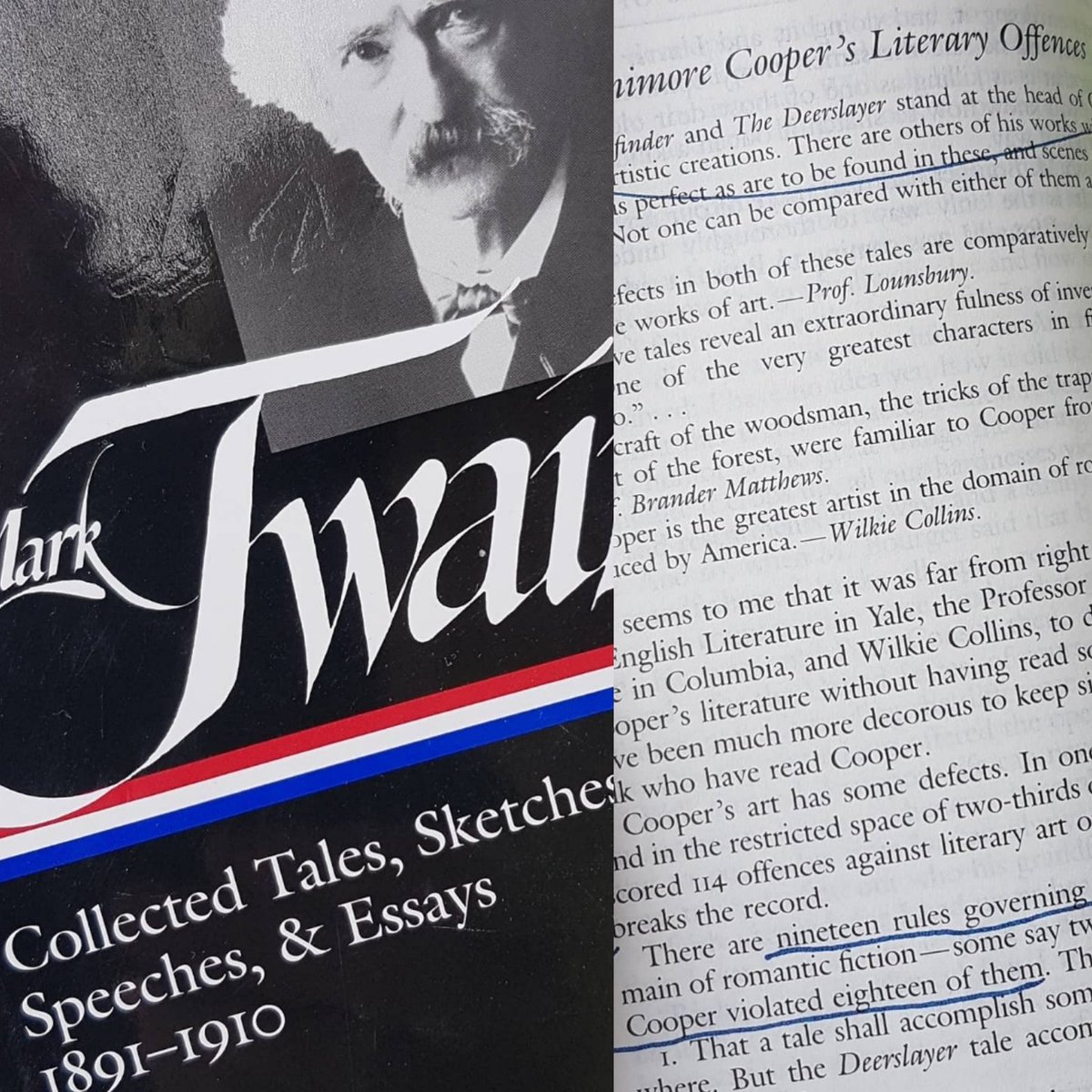 Del_UncleRalph's tweet image. Lots to learn from Mark Twain. But he's a cruel critic of James Fenimore Cooper. And I thought my editor was tough! Don't read it if you're a fan of Last of the Mohicans (1826). #writersatwork #learningthecraft